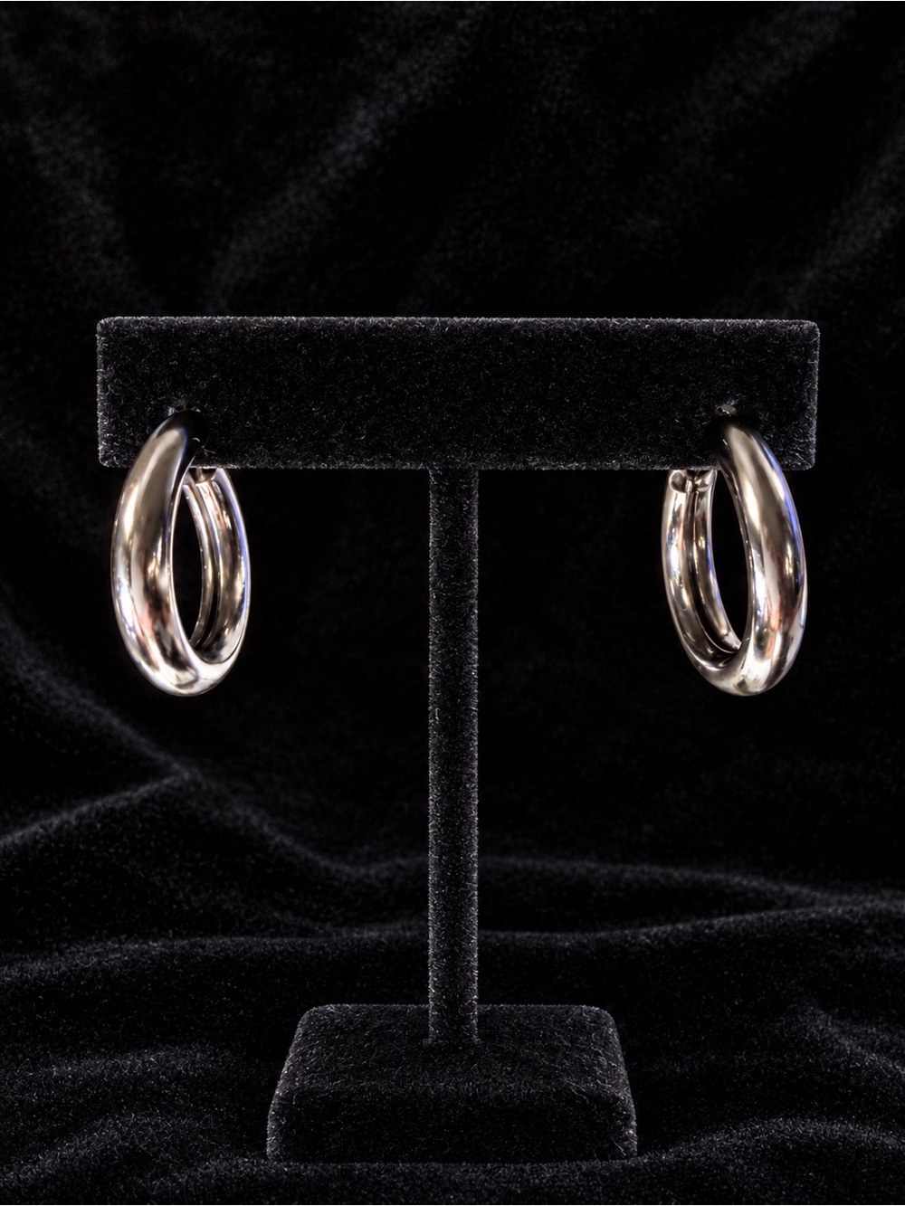 Polished Gunmetal Hoop Earrings